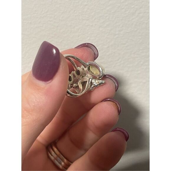 Sterling Silver Silver Ethiopian Opal / Pearl /  Blue Topaz Ring 6 - Picture 5 of 7